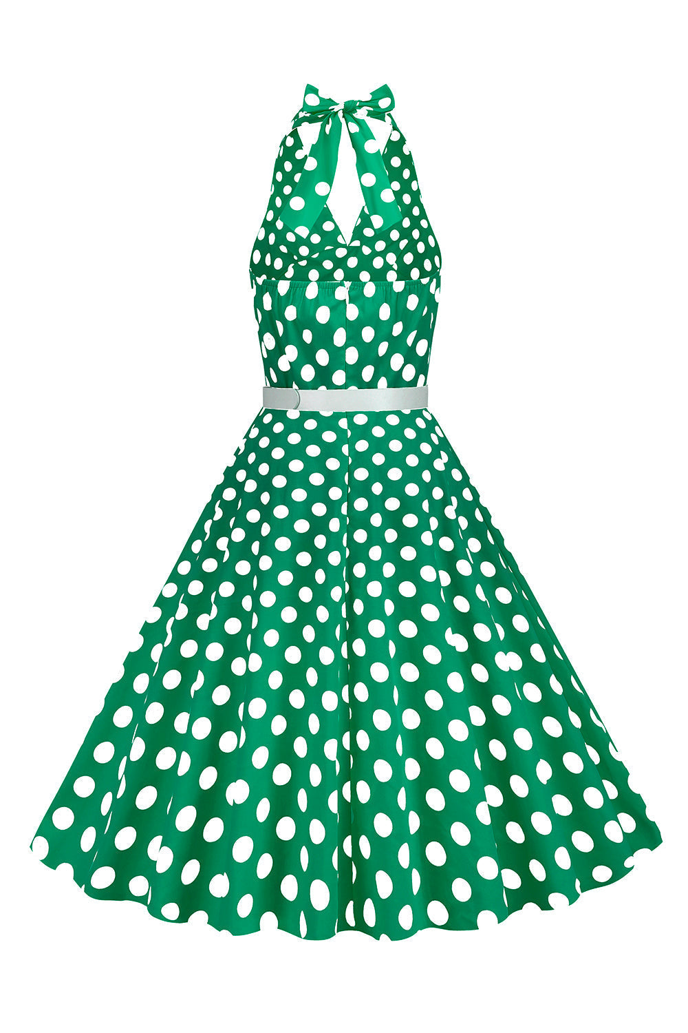 Robe style Hepburn à pois rouges, col licou, années 50