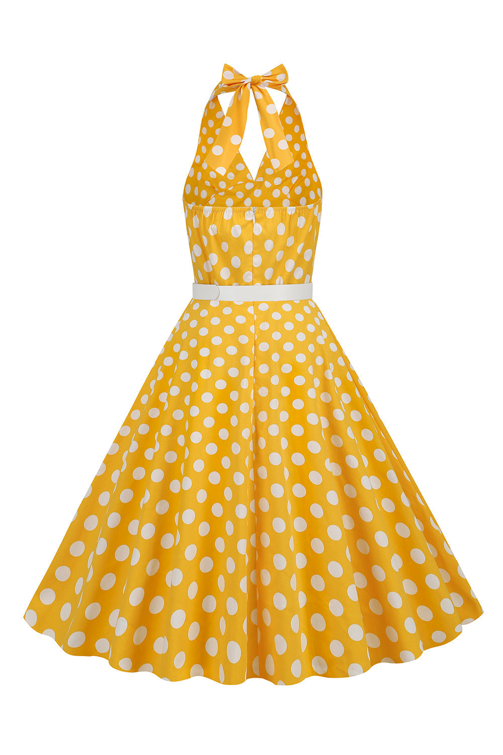 Robe style Hepburn à pois rouges, col licou, années 50