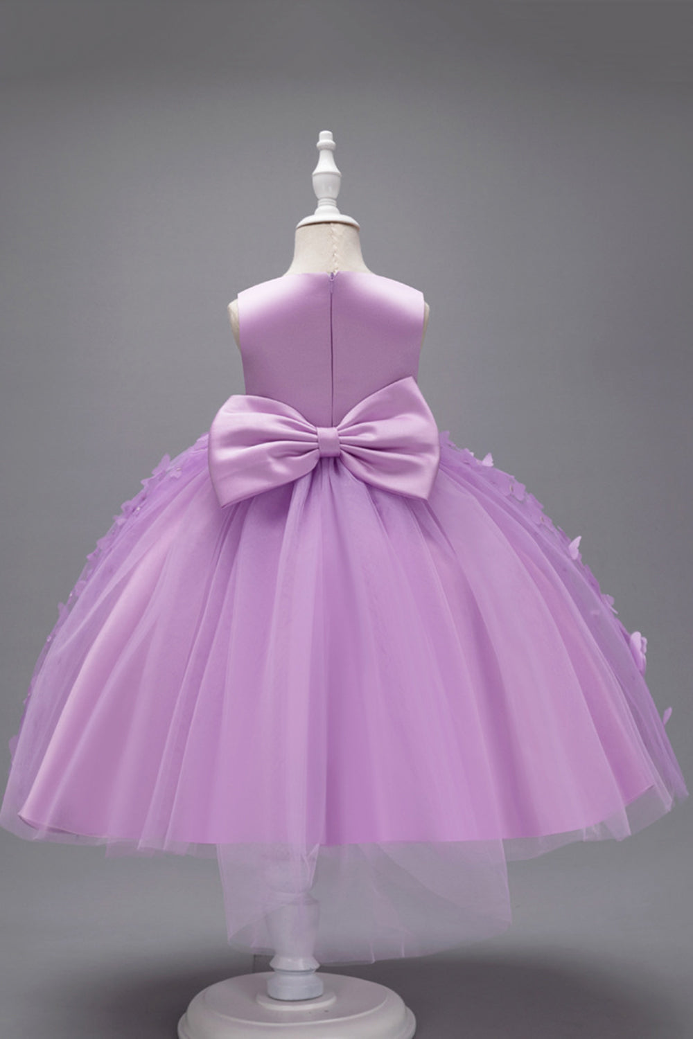 Champagne Princess Butterfly Tulle Girls' Dress With Bow