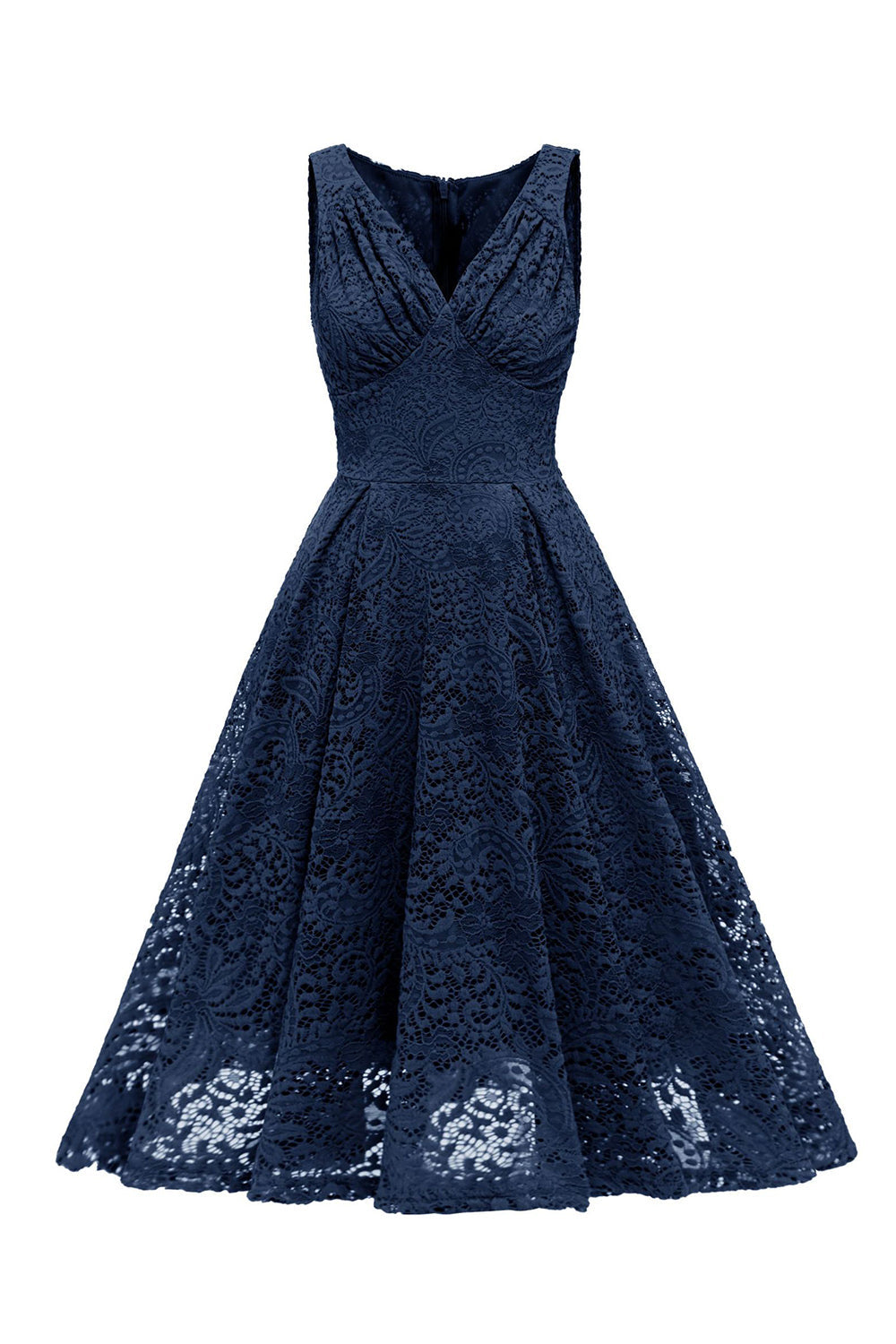 Gark Green A-line Lace Dress with Sleeveless