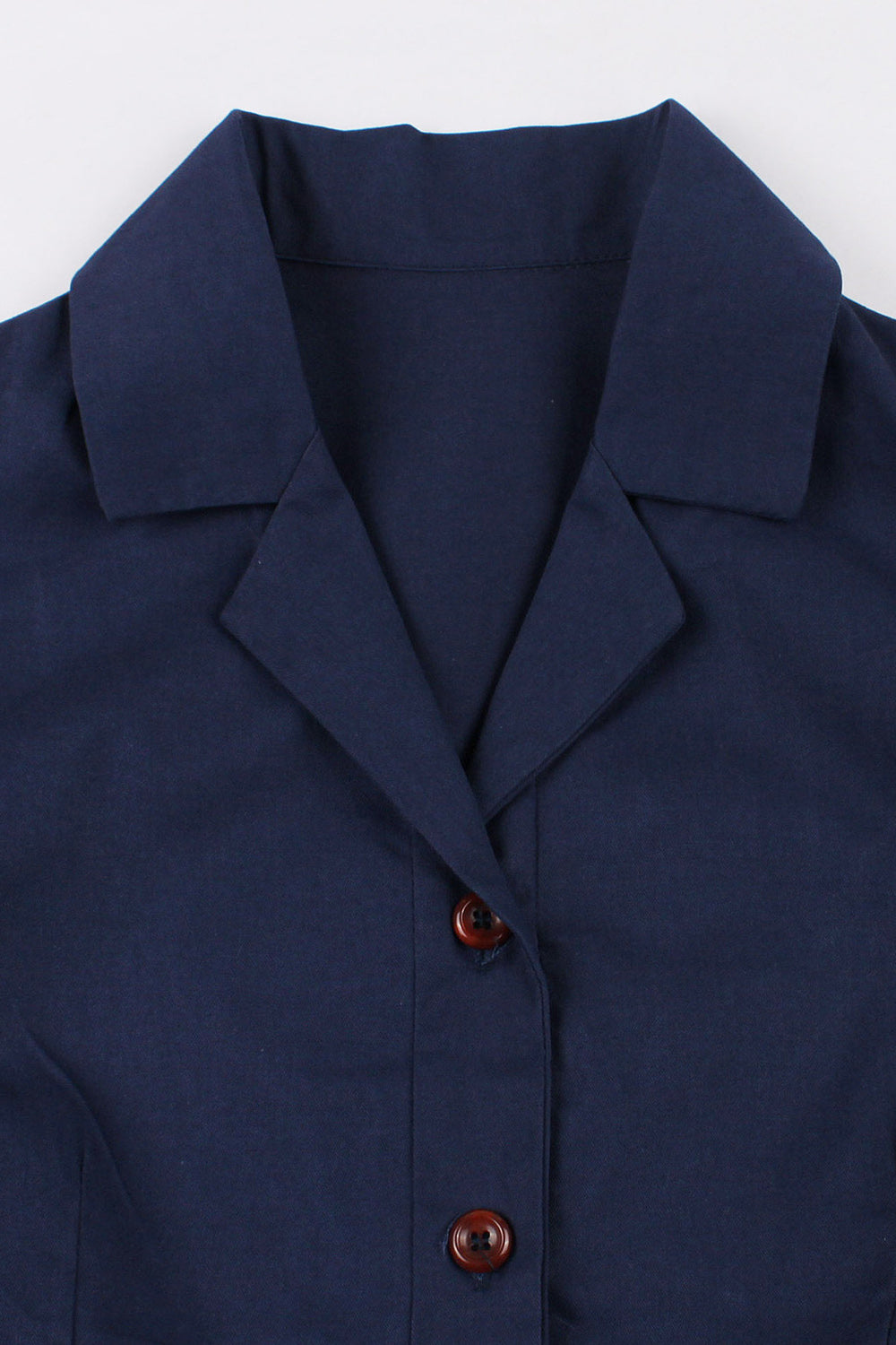 Robe boutonnée des années 50 à manches courtes bleu marine