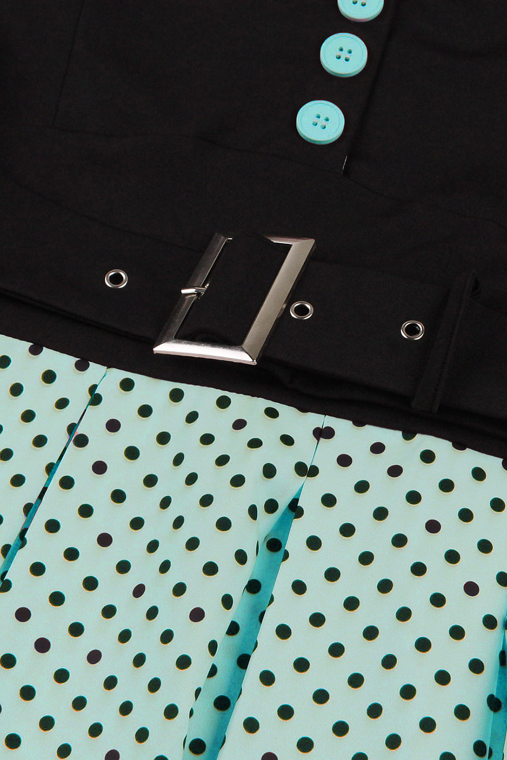 Robe Vert Manches Courtes Pois Années 50 Avec Ceinture