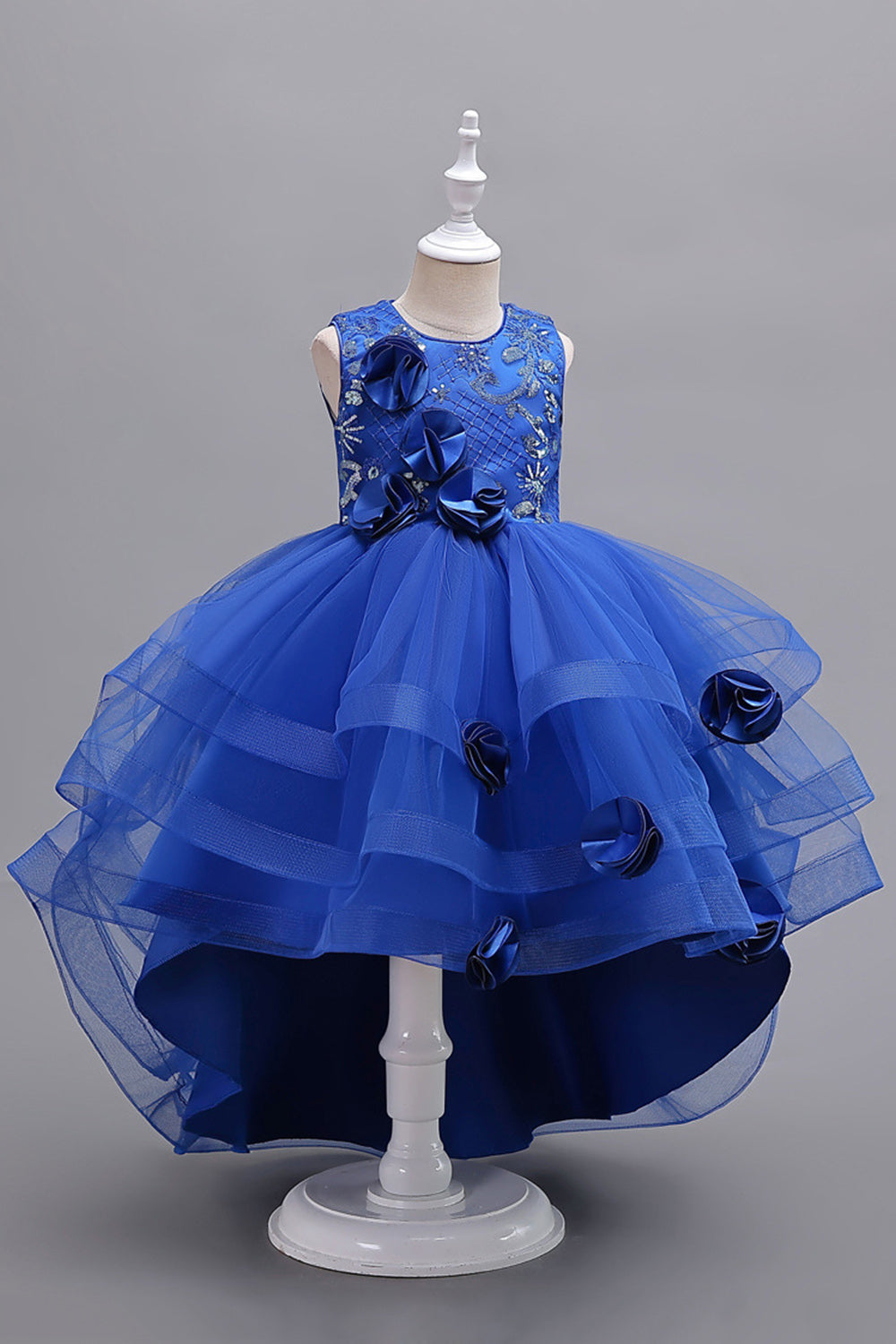 Robes de soirée scintillantes asymétriques roses à appliqués pour filles