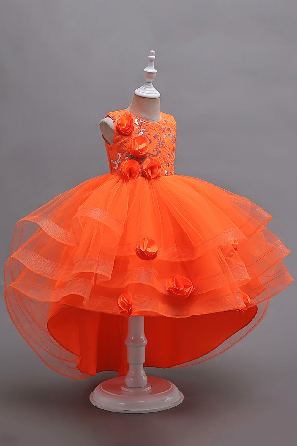 Robes de soirée scintillantes asymétriques roses à appliqués pour filles