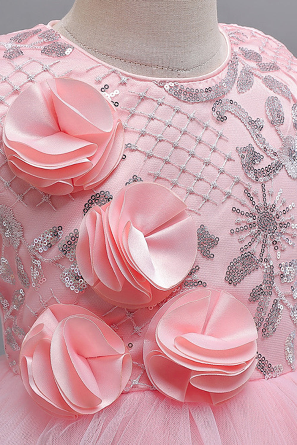 Robes de soirée scintillantes asymétriques roses à appliqués pour filles