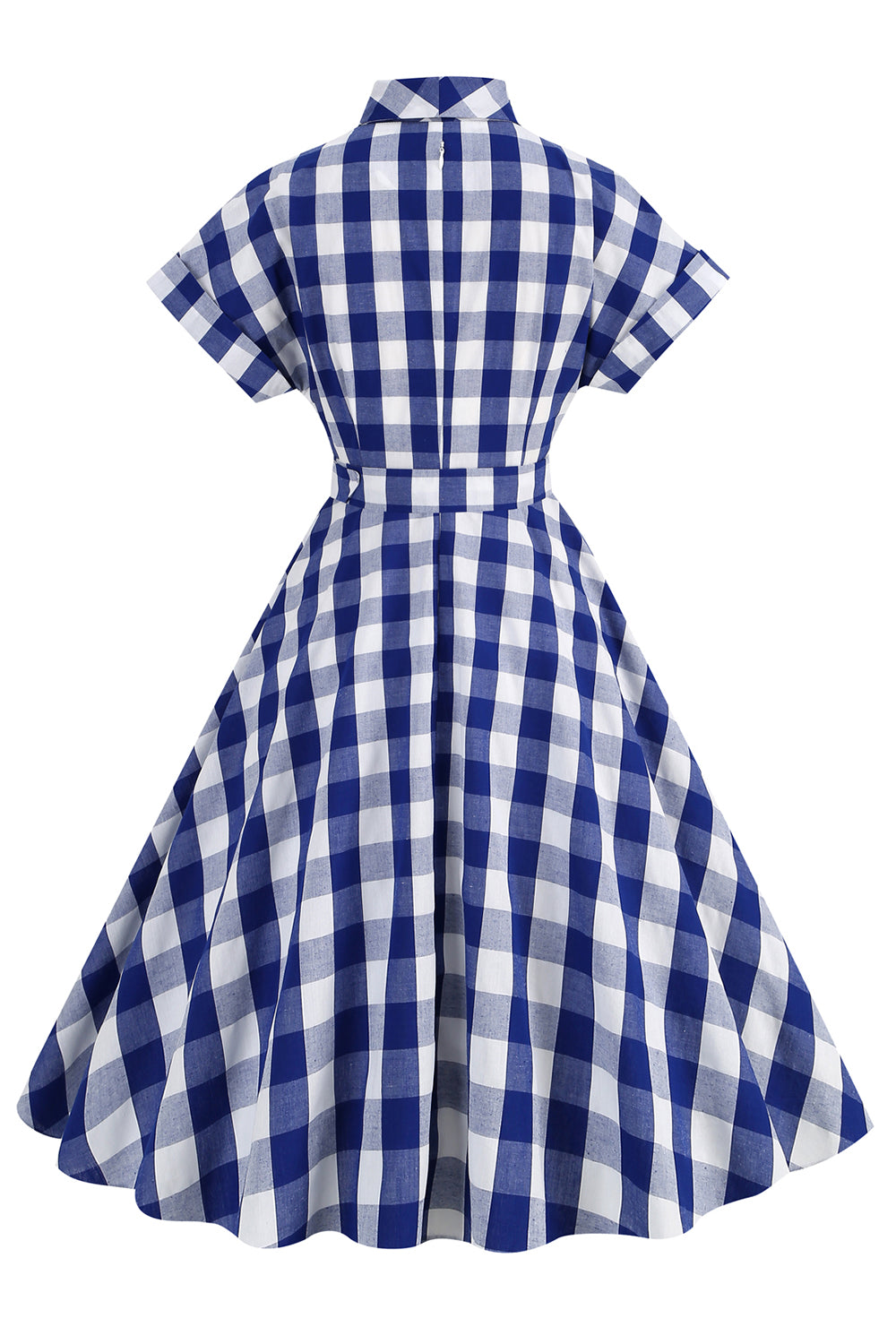 Robe écossaise rose avec nœud papillon et manches courtes, style années 50