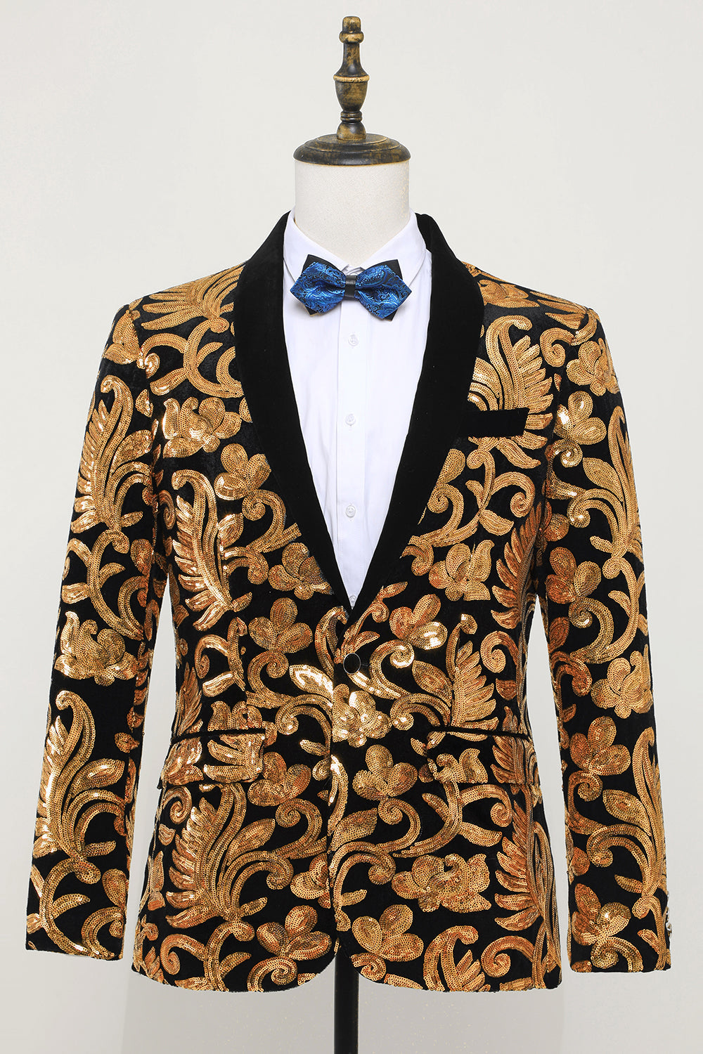 Men's Slim Fit Single Button Business Blazer Gold Suit Jacket