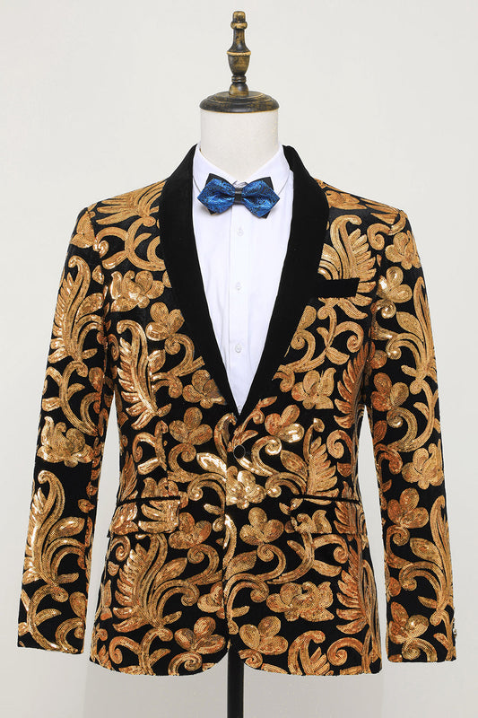 Veste de costume pour homme coupe slim un bouton dorée
