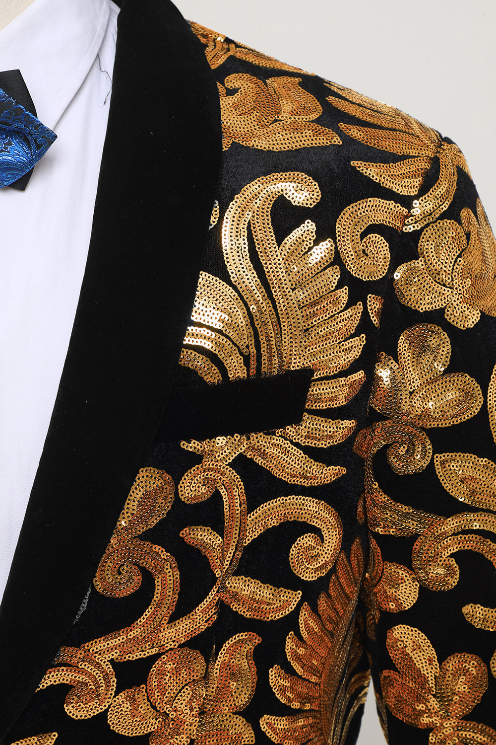Men's Slim Fit Single Button Business Blazer Gold Suit Jacket
