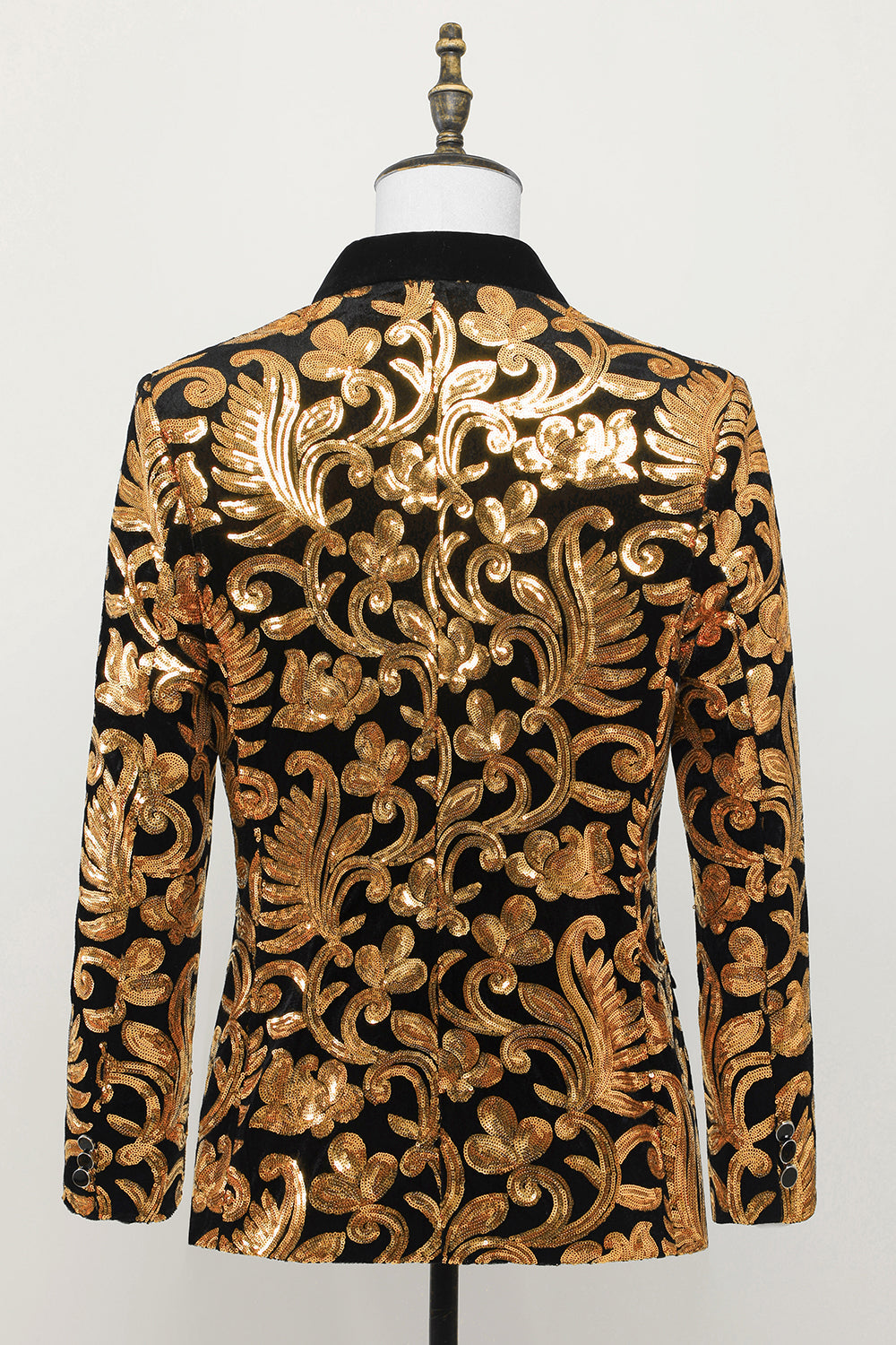 Men's Slim Fit Single Button Business Blazer Gold Suit Jacket