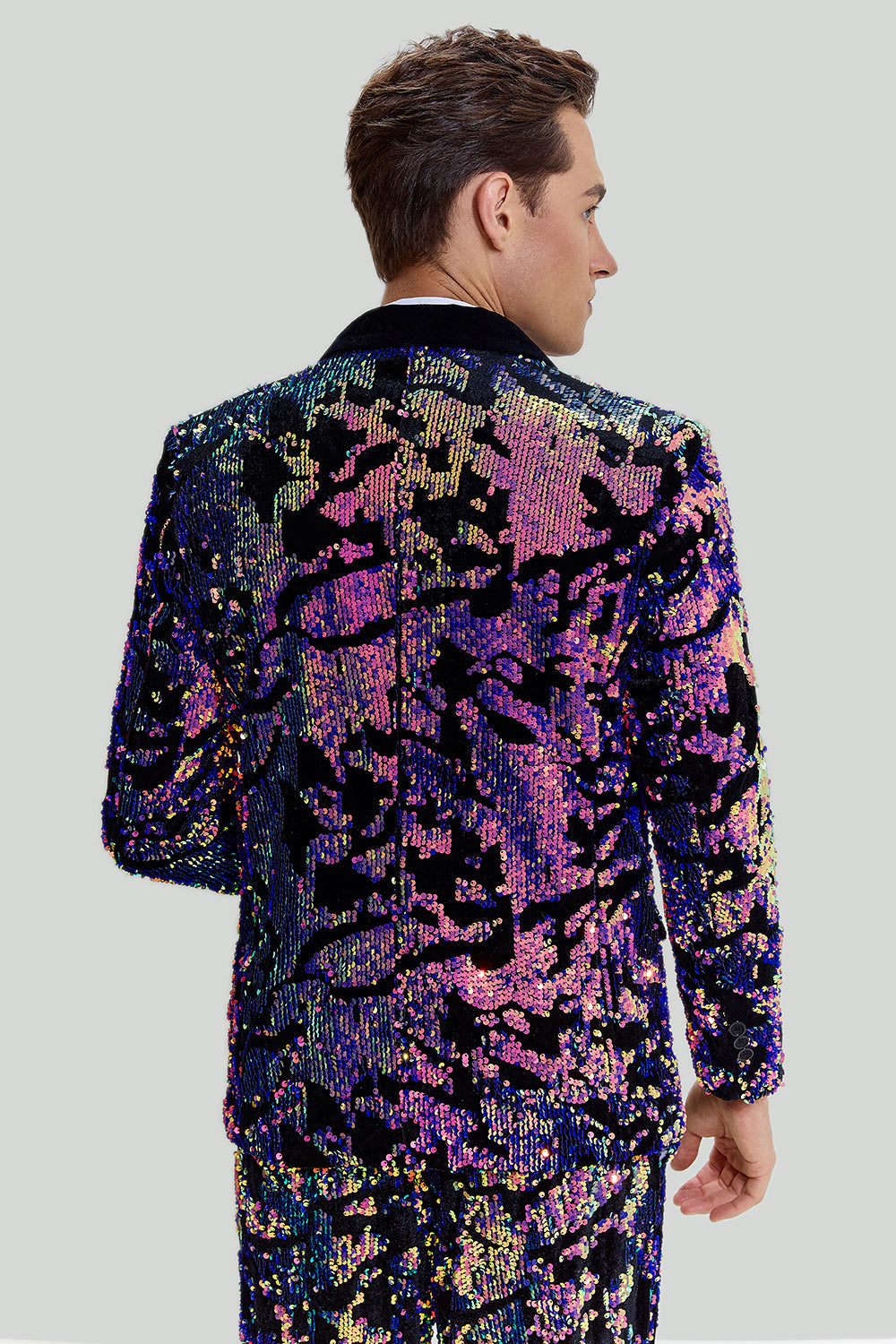 Purple Sequins Men's Two-Piece Suit Shawl Lapel One Button Tuxedo