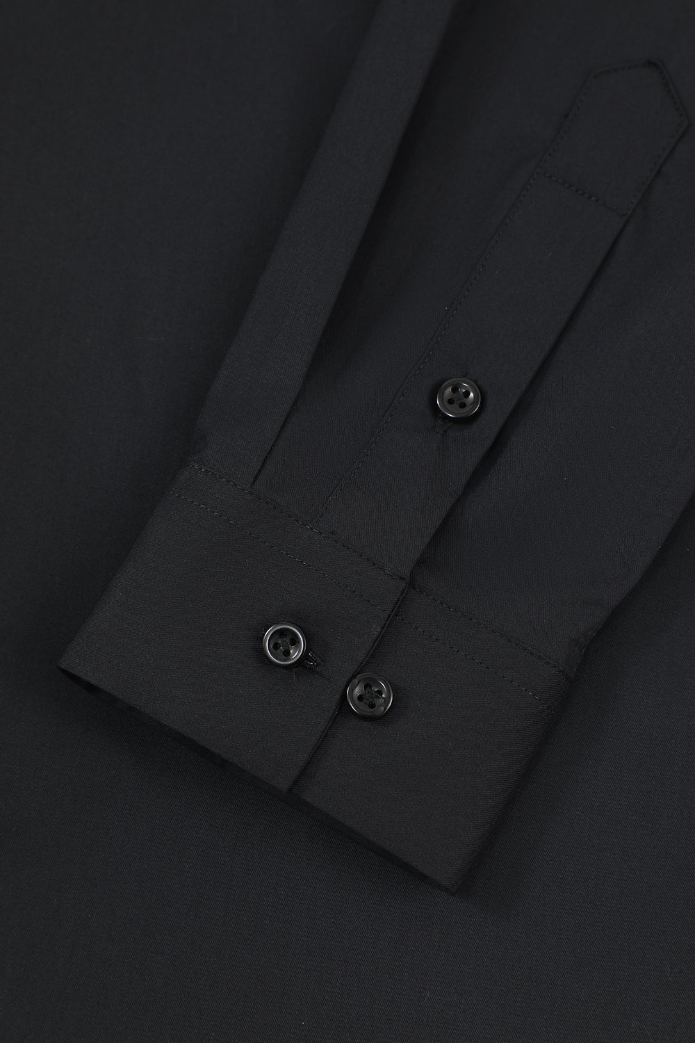 Men's Black Solid Long Sleeves Suit Shirt
