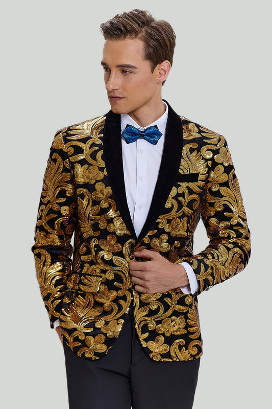 Veste de costume pour homme coupe slim un bouton dorée