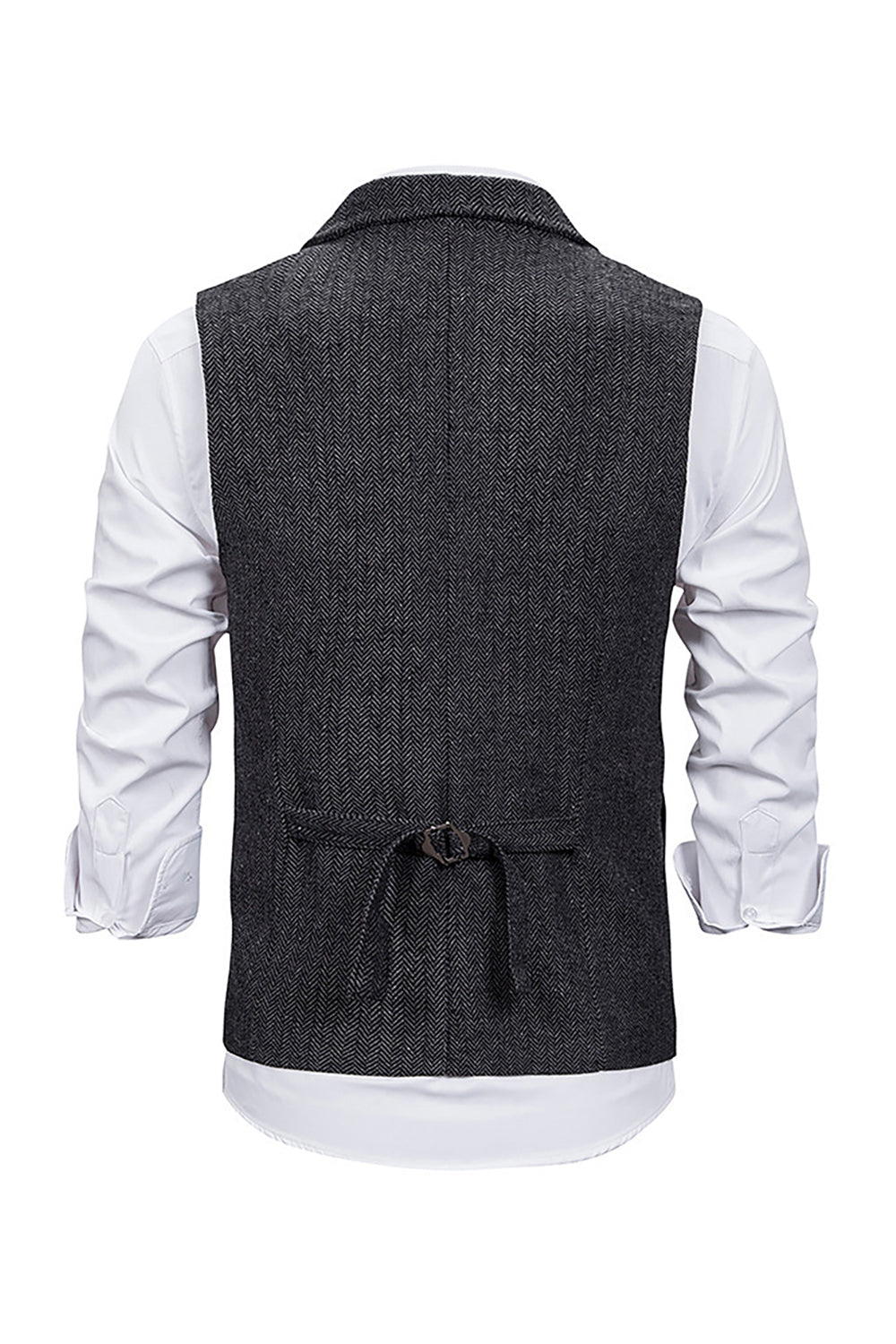 Gilet de costume homme marron en tweed à simple boutonnage et revers crantés