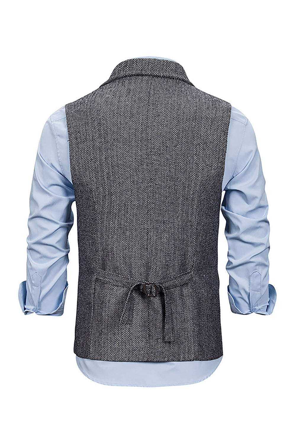 Gilet de costume homme marron en tweed à simple boutonnage et revers crantés