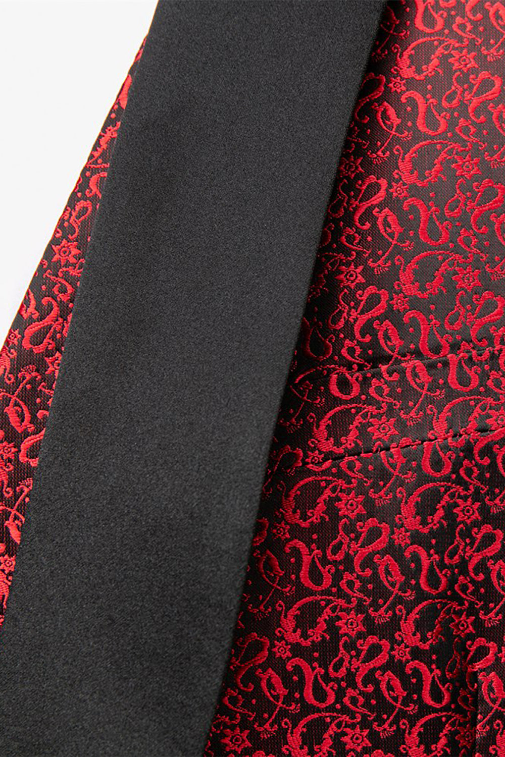 Costume 3 pièces jacquard à revers châle noir pour homme