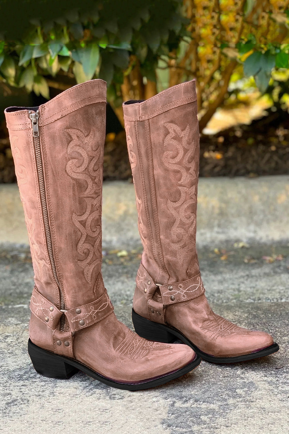 Blue Embroidered Cowgirl Boho Mid Calf Boots