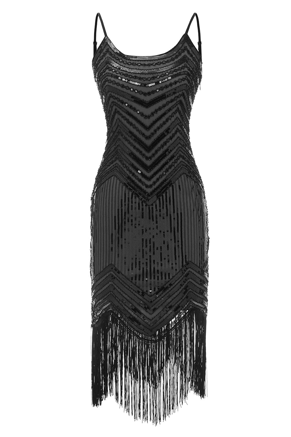 Robe noire et rouge à bretelles spaghetti style années 20