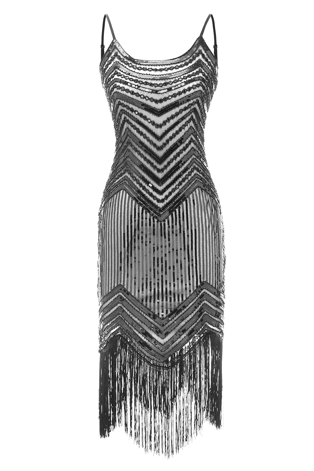 Bodycon Black Silver Sequined 1920s Dress