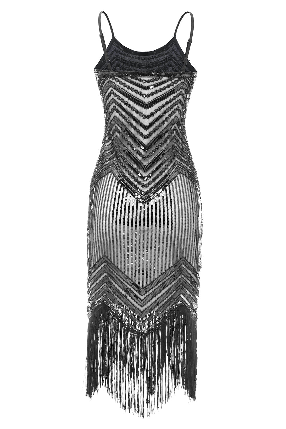 Black Spaghetti Straps Sequined 1920s Dress