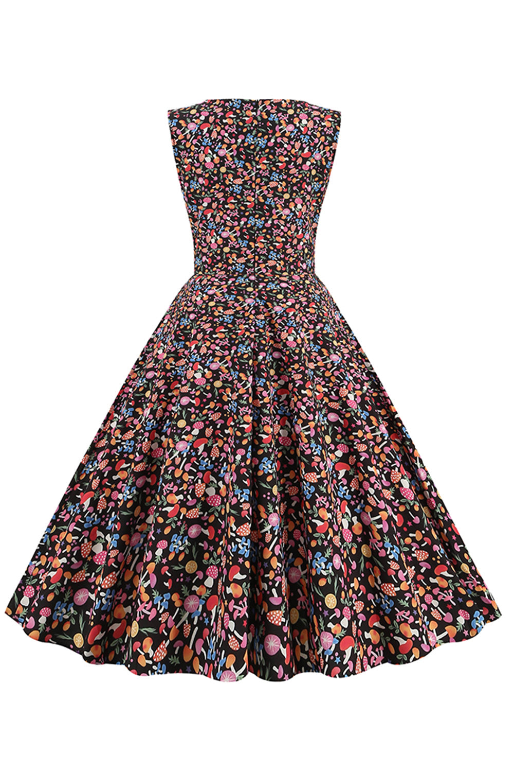 Robe vintage Années 50 Imprimé Feuilles Vertes