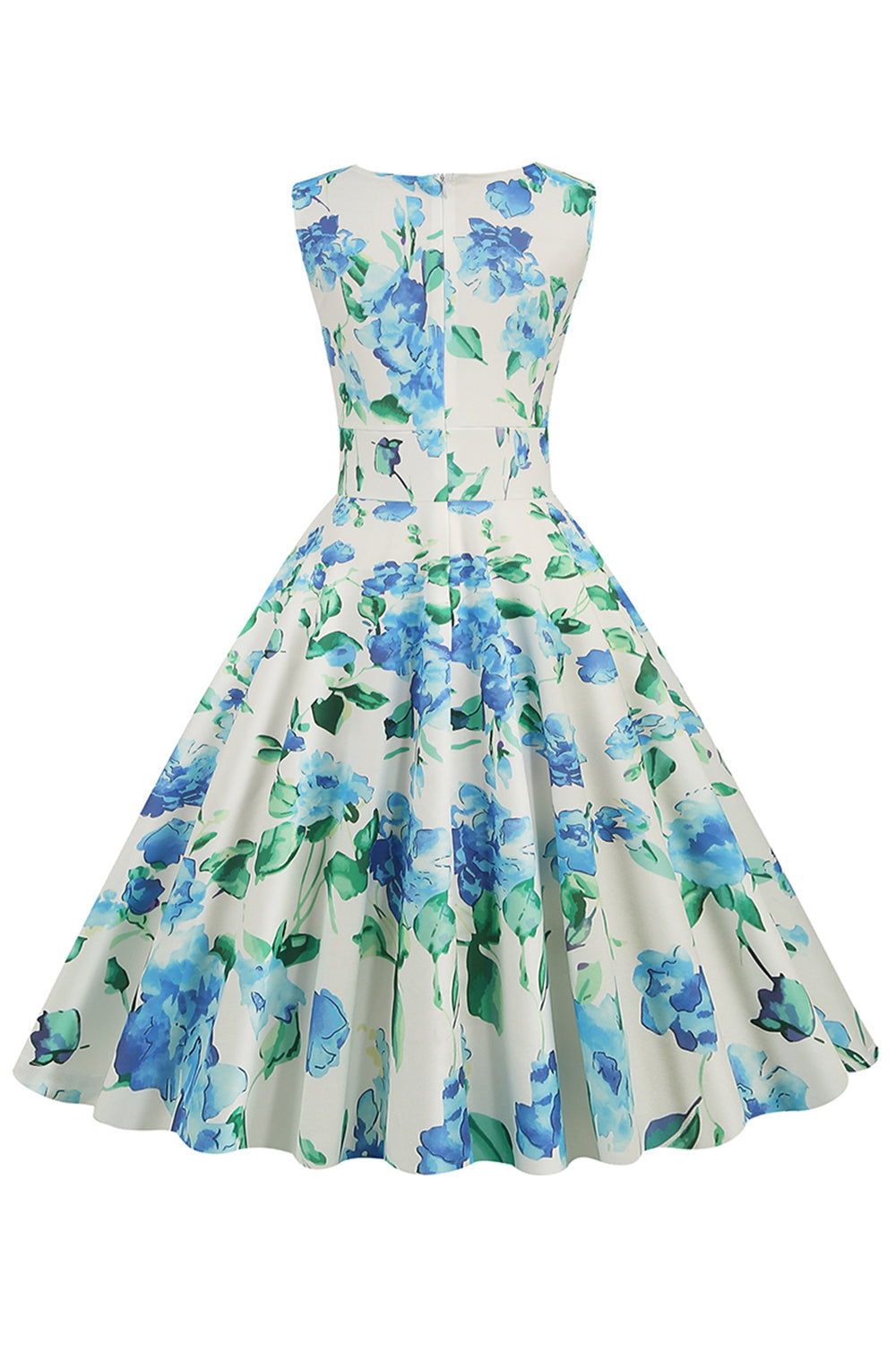 Light Blue V-Neck 1950s Vintage Dress