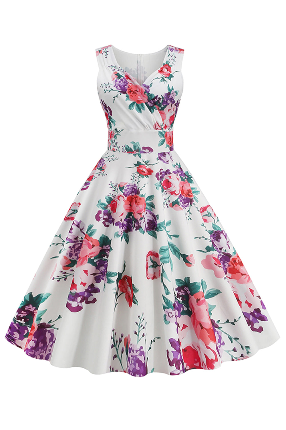 Light Blue V-Neck 1950s Vintage Dress