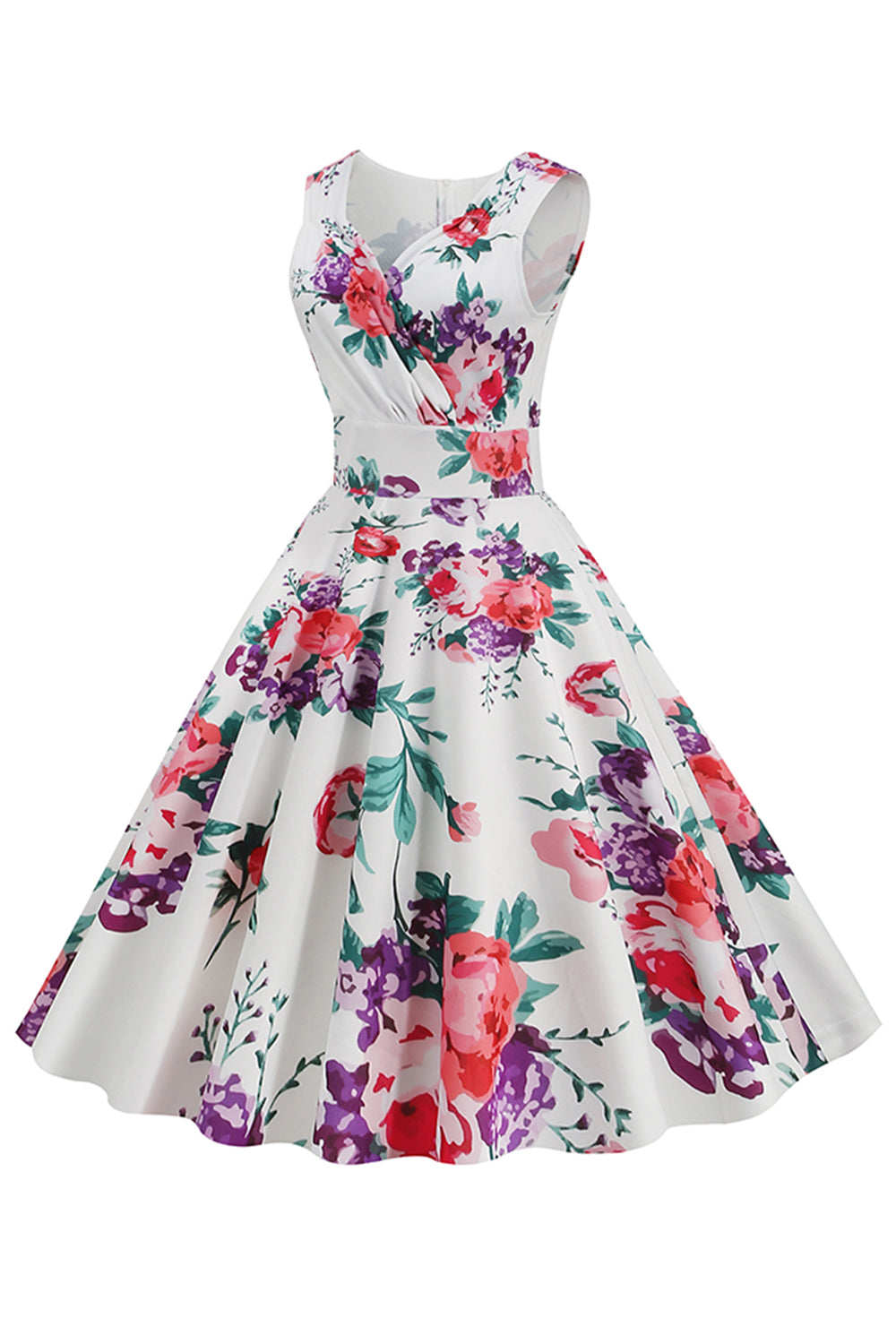 Light Blue V-Neck 1950s Vintage Dress