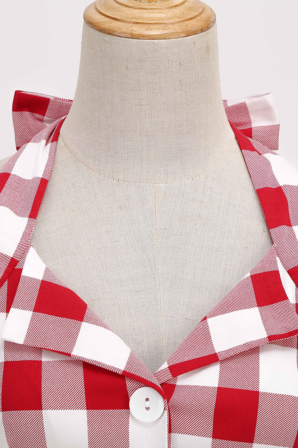 Robe Charleston à licol écossais rouge des années 50
