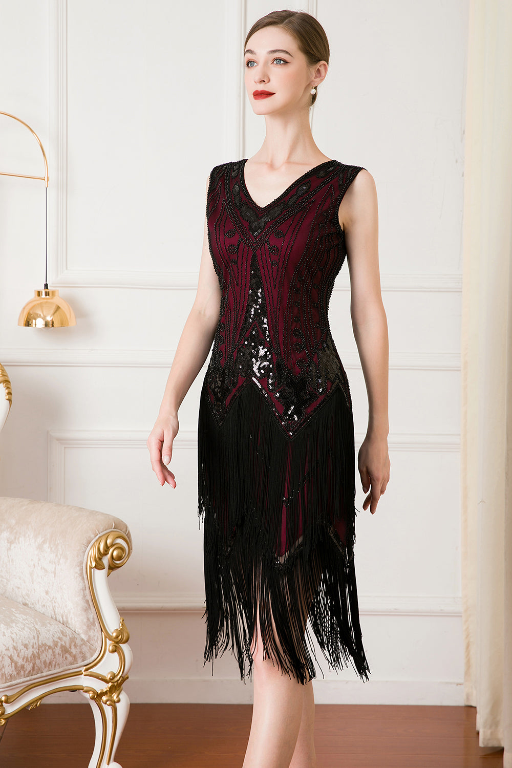 Robe à franges et sequins style années 20