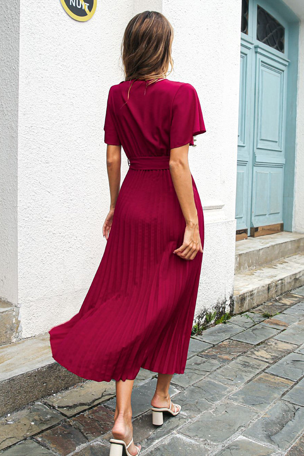 Black V-Neck Batwing Sleeve Casual Dress With Sash