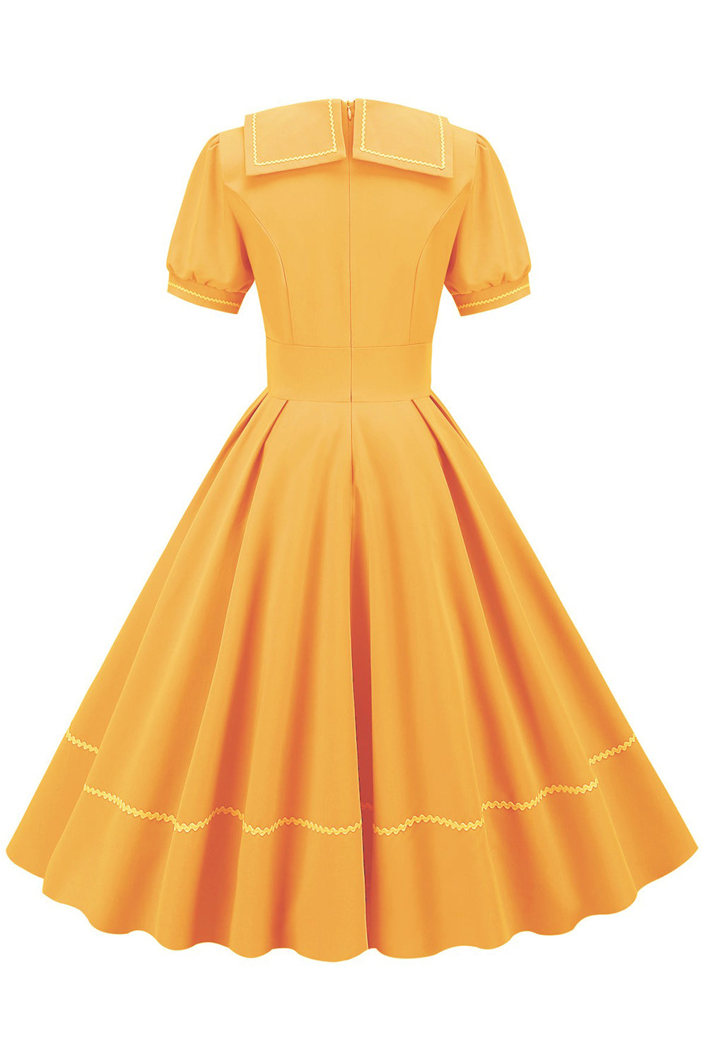 Robe vintage bleue à col rond et manches courtes