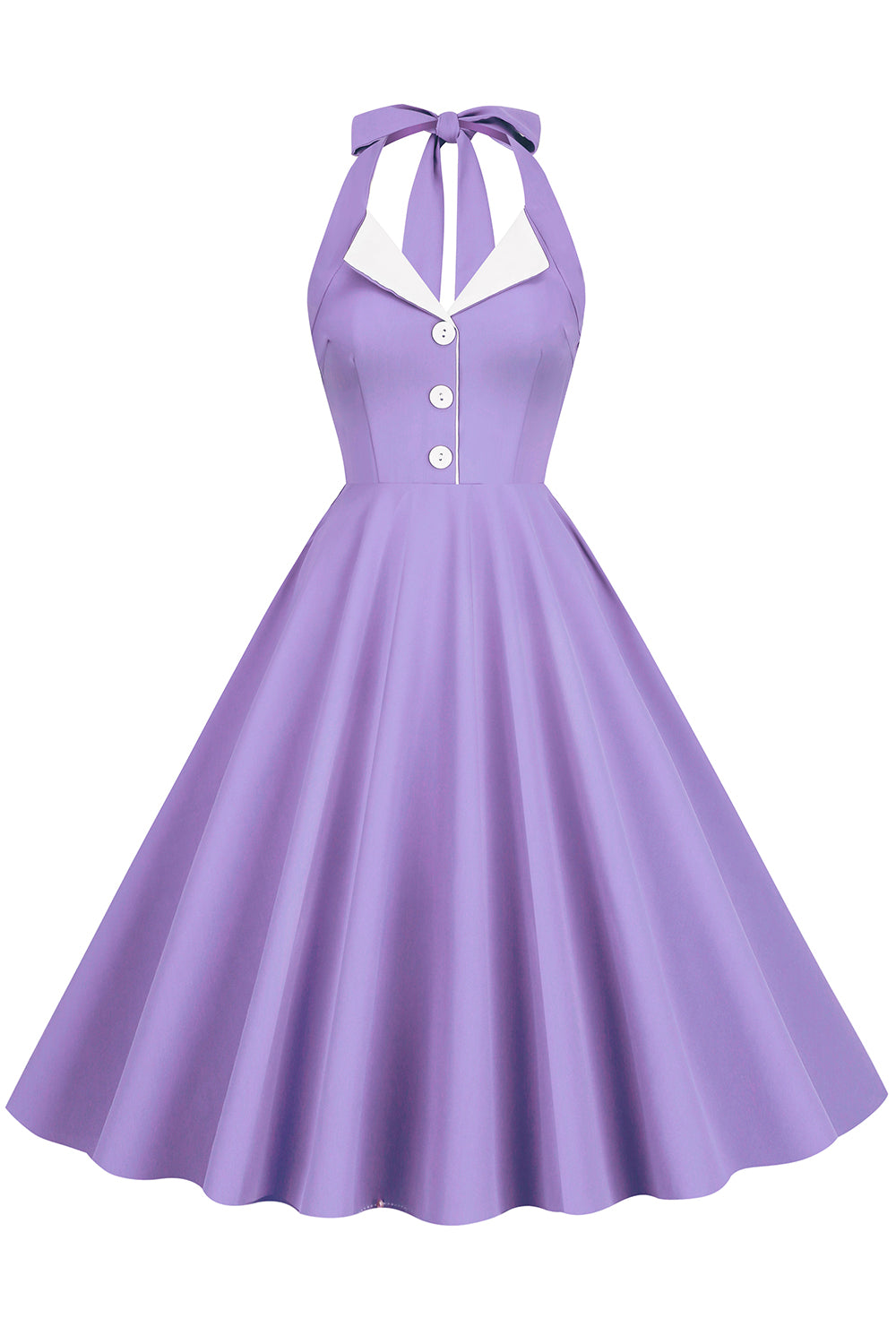 Robe style Hepburn des années 50 bleue à dos nu