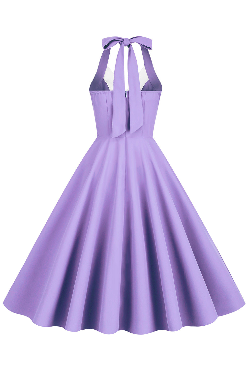 Robe style Hepburn des années 50 bleue à dos nu