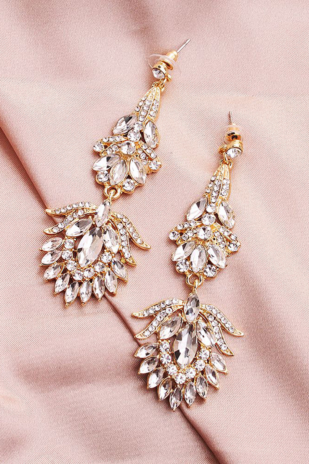 Boucles d'oreilles de mariée simples en strass