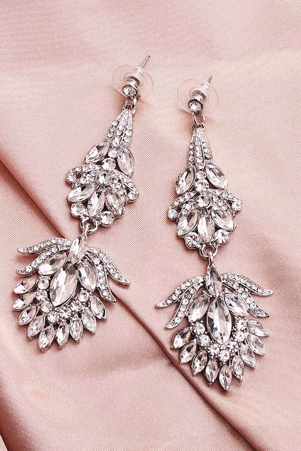 Boucles d'oreilles de mariée simples en strass