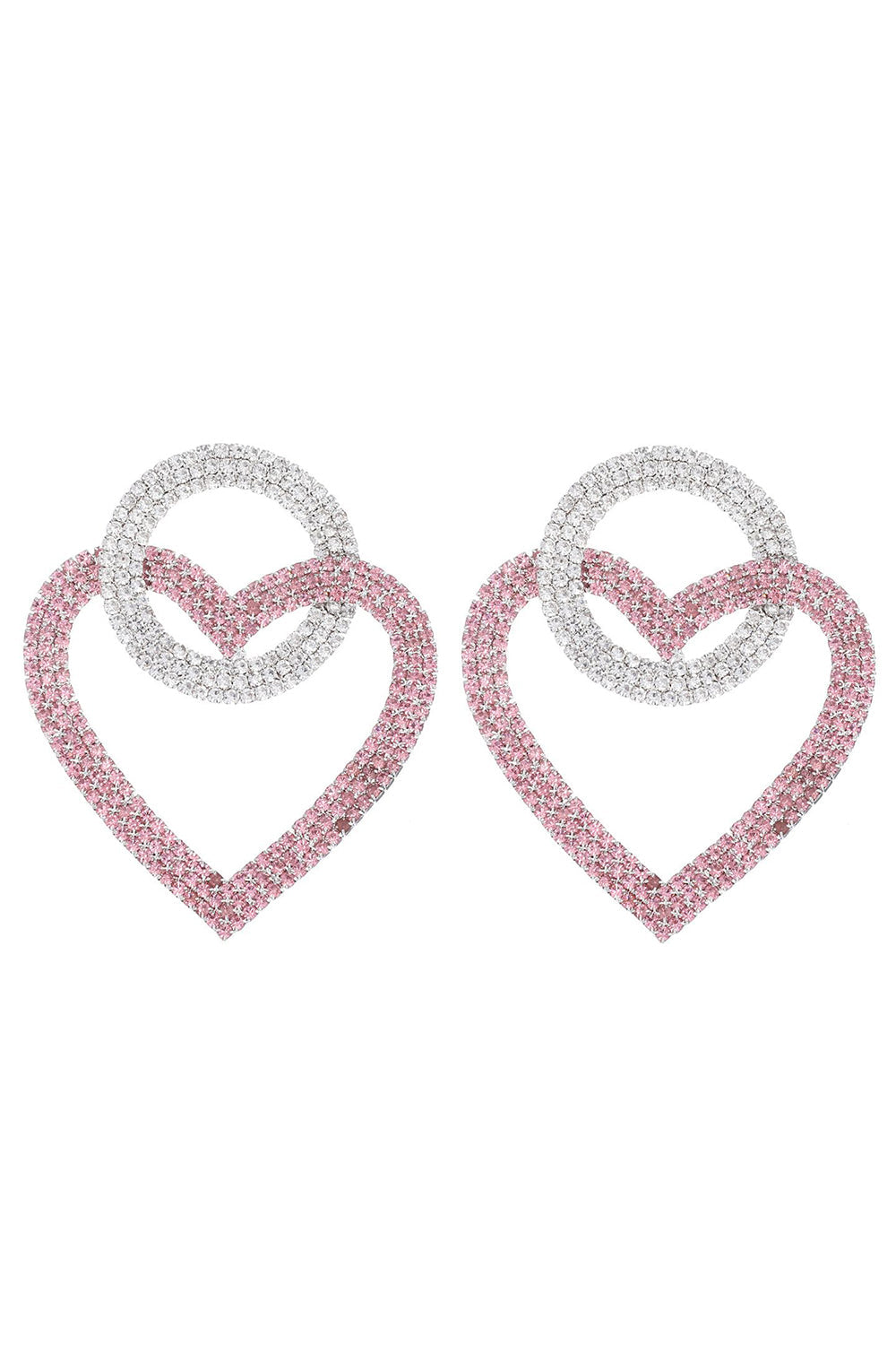 Boucles d'oreilles cœur en strass scintillants
