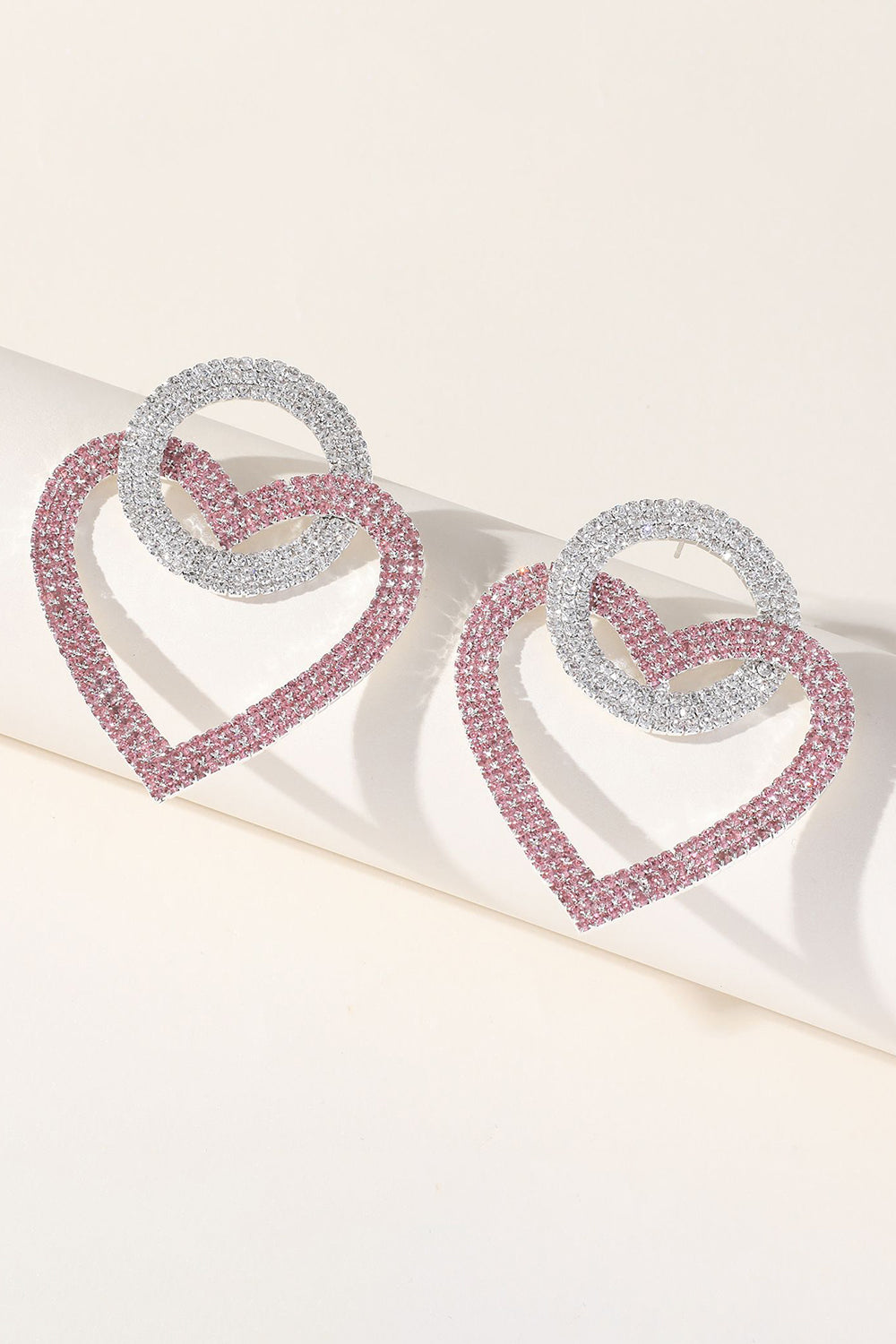 Boucles d'oreilles cœur en strass scintillants