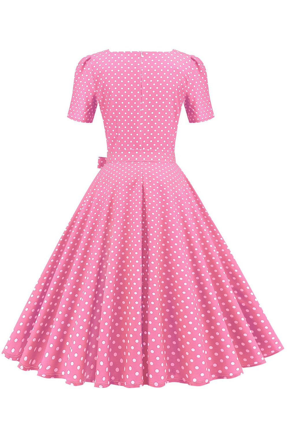 Robe rose à pois et manches courtes, style années 50