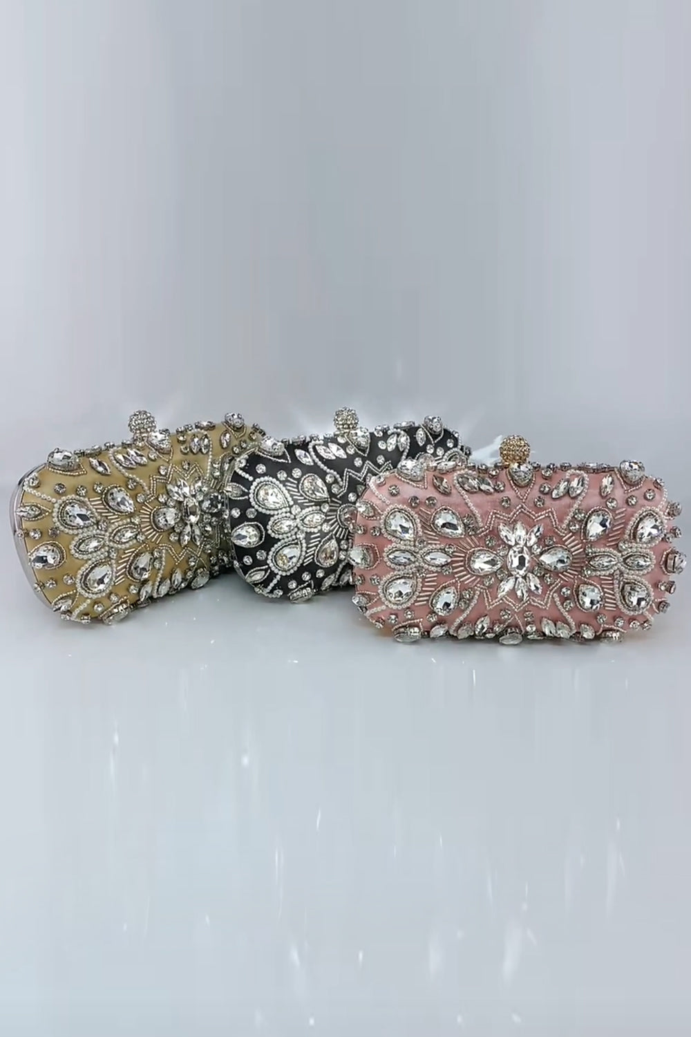 Pochette de soirée noire scintillante en strass