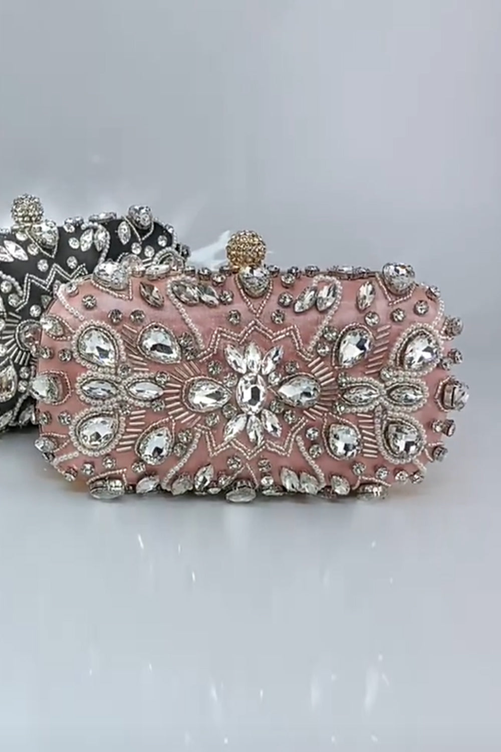 Pochette de soirée noire scintillante en strass