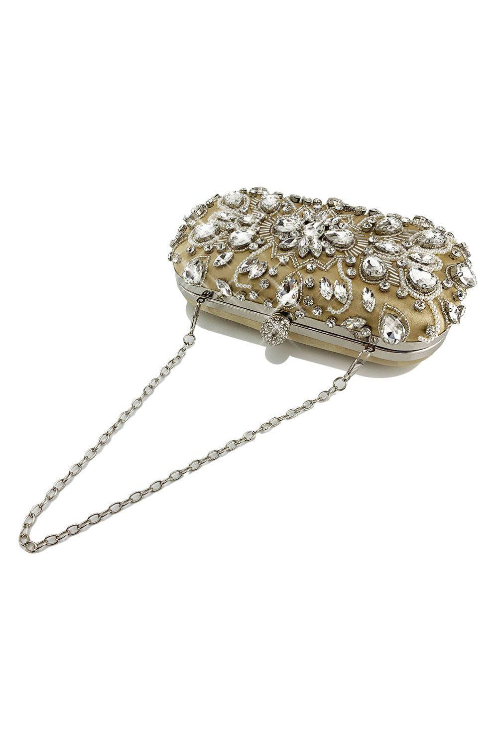 Pochette de soirée noire scintillante en strass