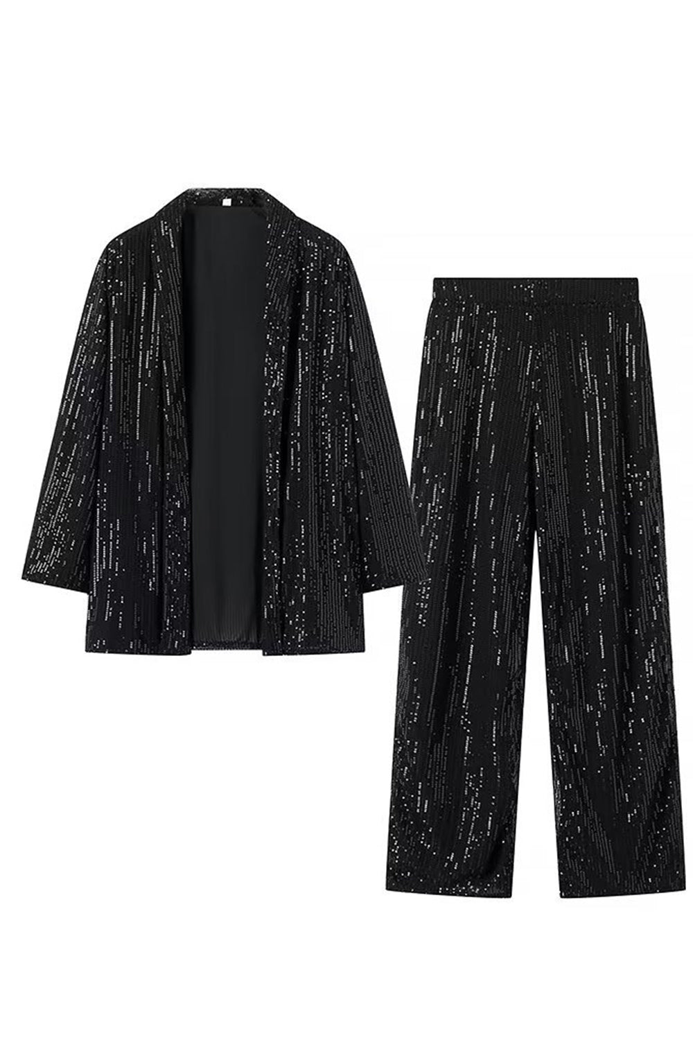 Ensemble deux pièces à sequins noirs scintillants pour femme