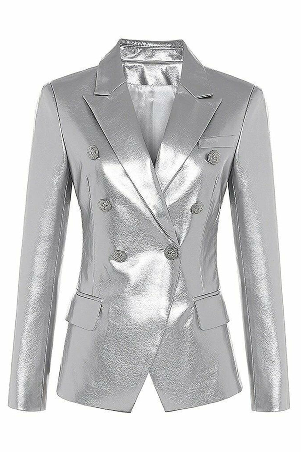 Blazer femme croisé en PU noir