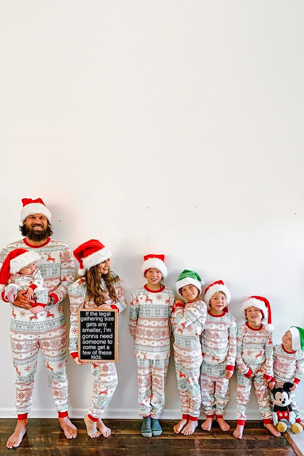 Snowflake and Deer Print Grey Family Matching Christmas Pajamas Set