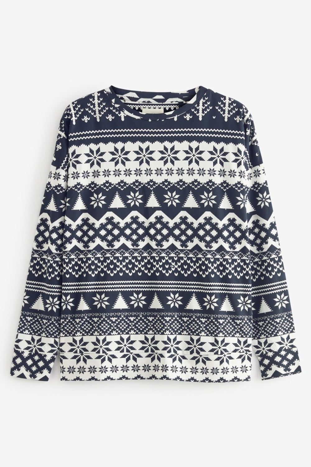 Pyjamas de Noël flocons de neige et sapins pour toute la famille, couleur marine