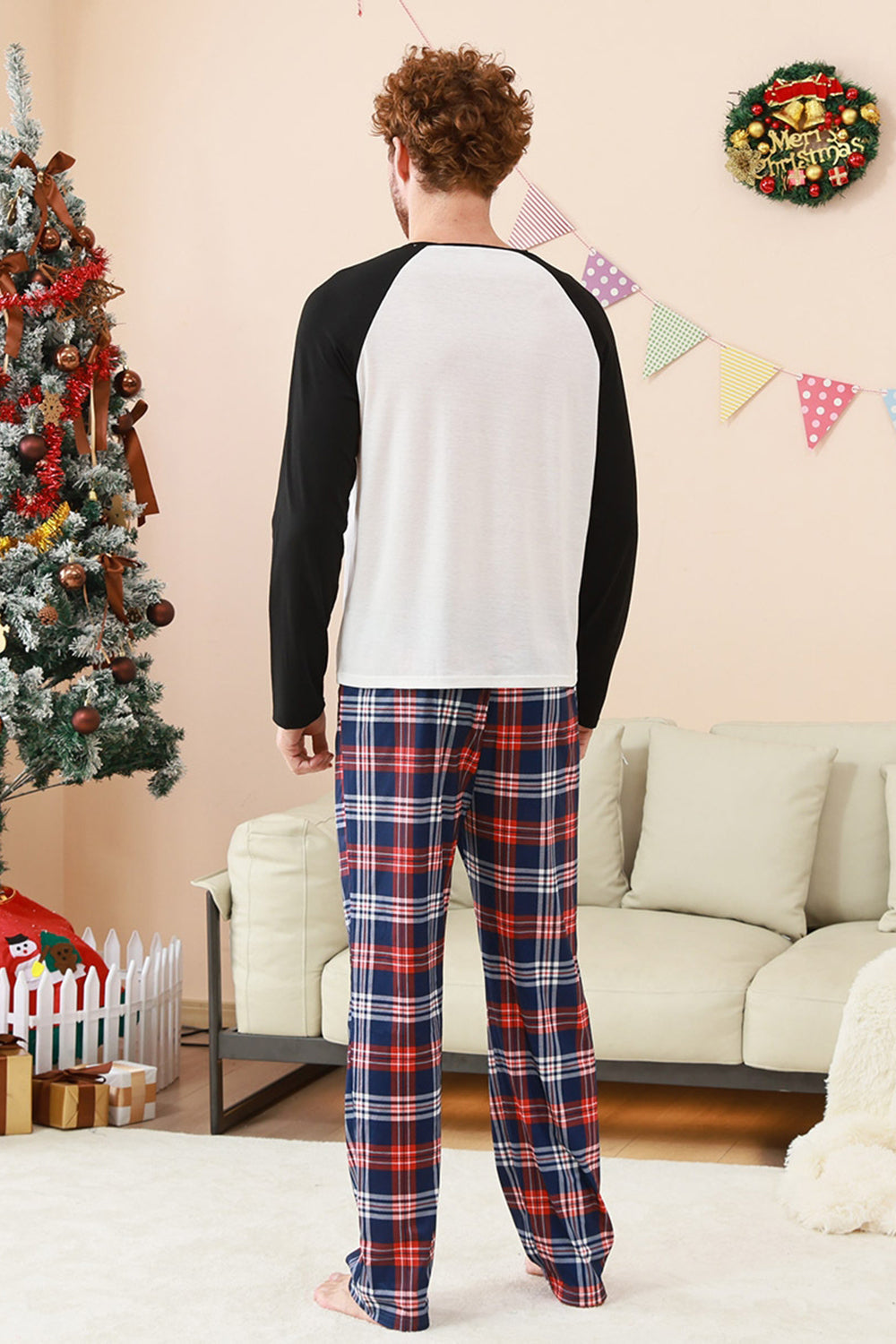 Black and White Tree Printed Family Christmas Pajamas