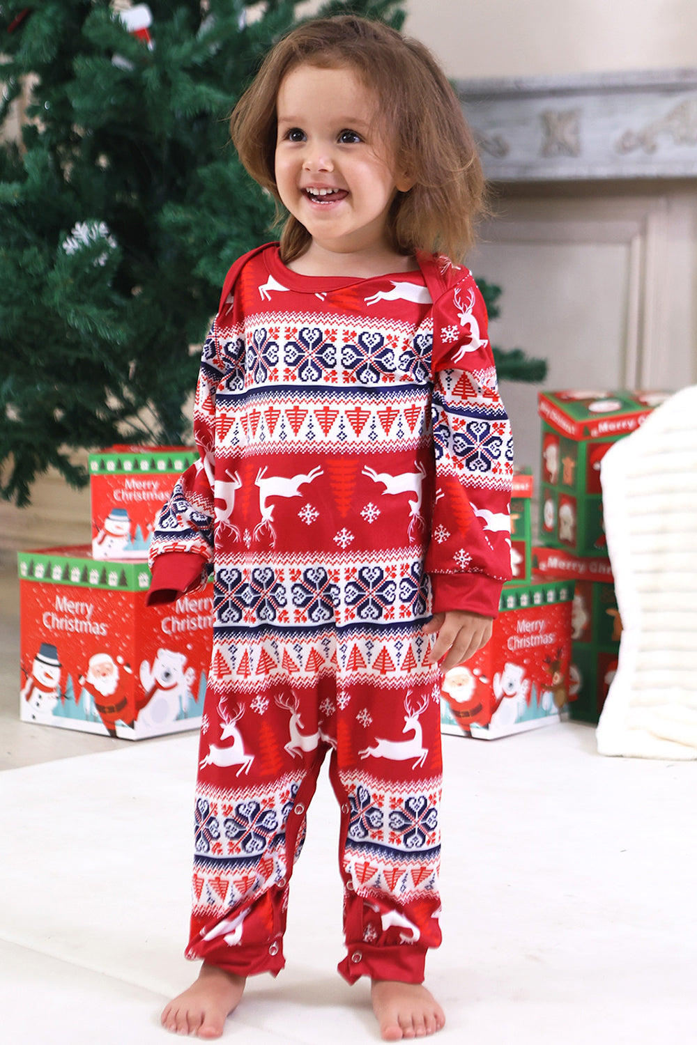 Red Winter Print Family Christmas Pajamas