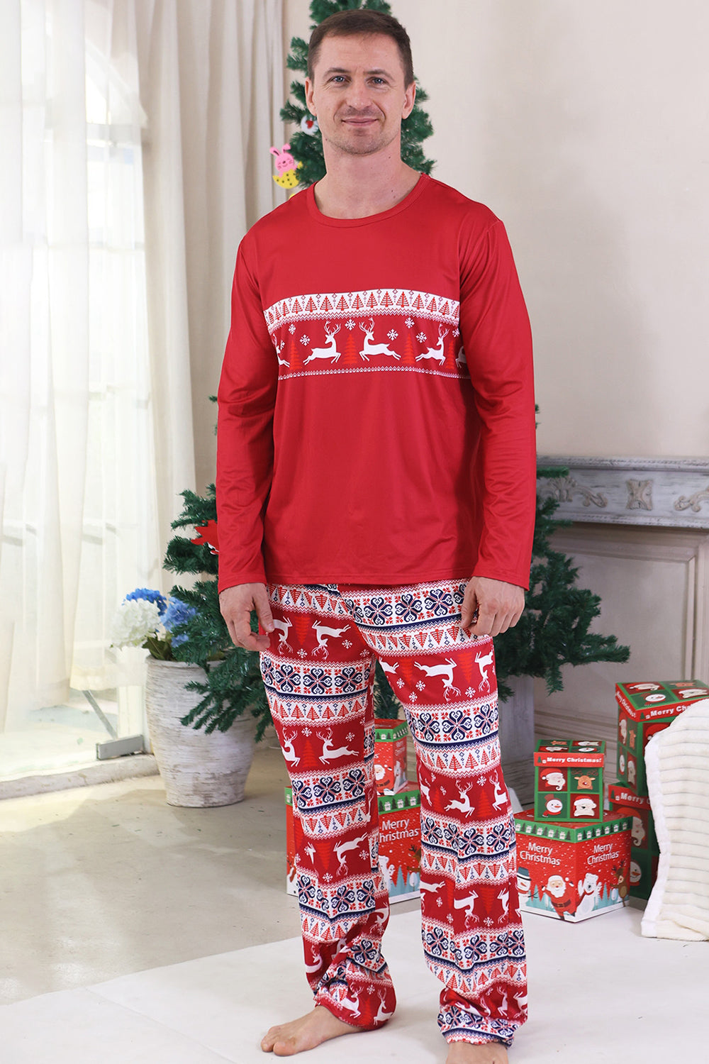 Red Winter Print Family Christmas Pajamas