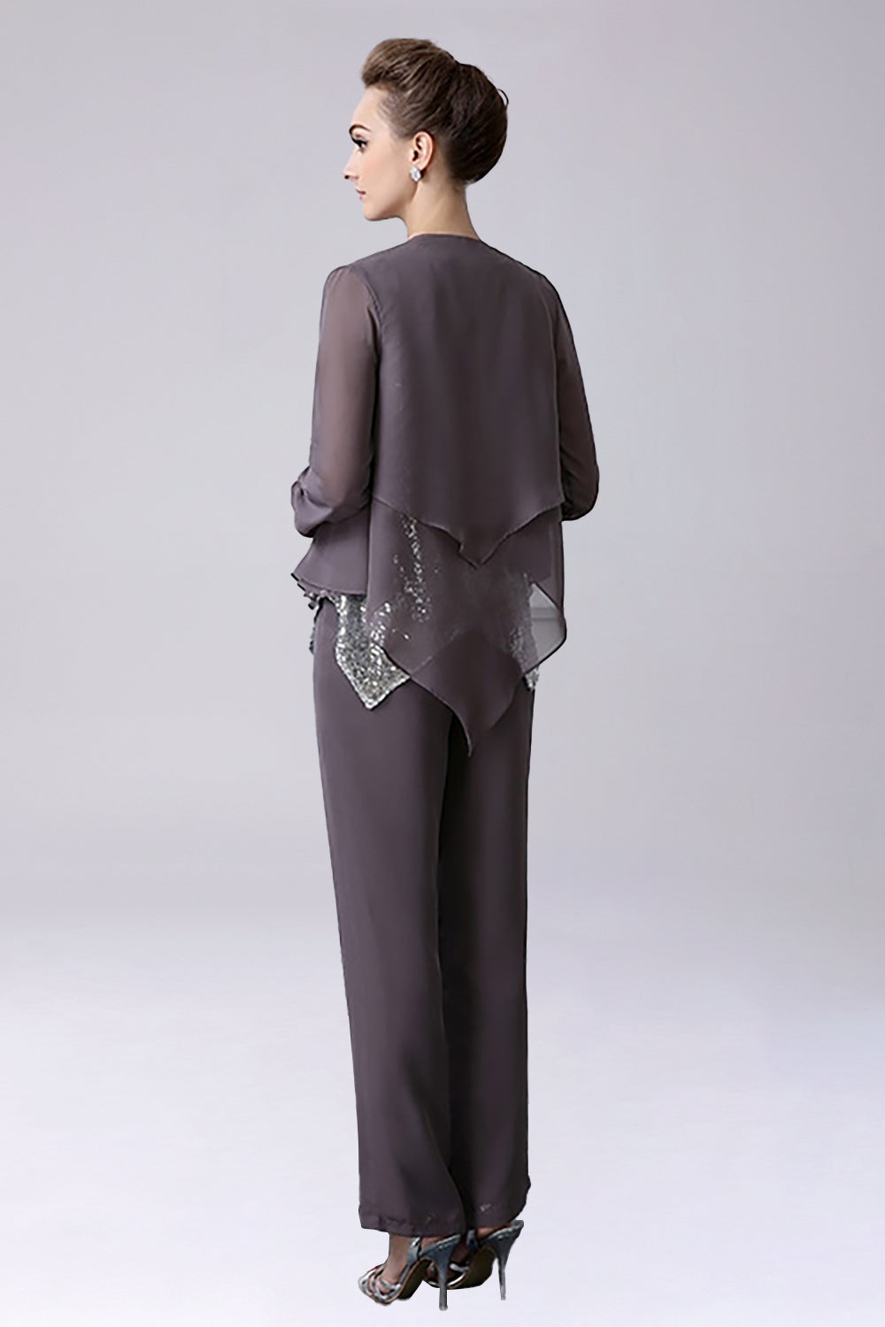 Costumes Pantalons de Mère de la Mariée 3 Pièces à Paillettes Dusk